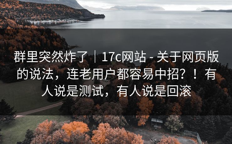群里突然炸了|17c网站 - 关于网页版的说法,连老用户都容易中招?!有人说是测试,有人说是回滚
